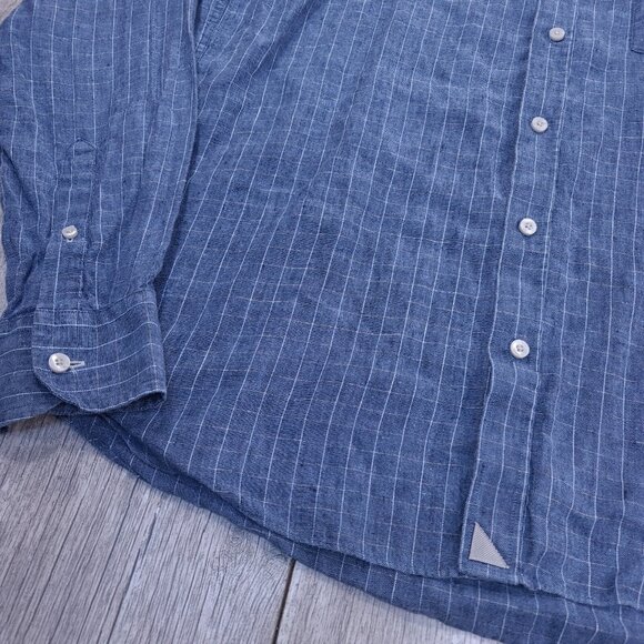 Untuckit Shirt Mens XL Slim Fit Blue Plaid Linen Blade Button Long Sleeve Top - Picture 4 of 7
